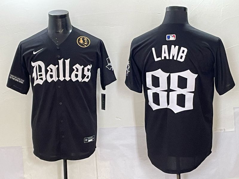 Men 2025 Nike Dallas Cowboys #88 Lamb Black 5th generation Joint Name Limited NFL Jersey 014